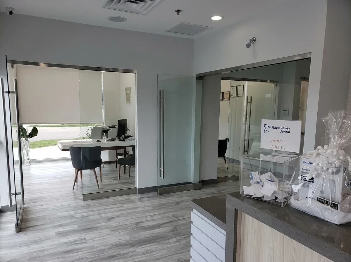 The reception desk and consultation rooms at Heritage Valley Dental