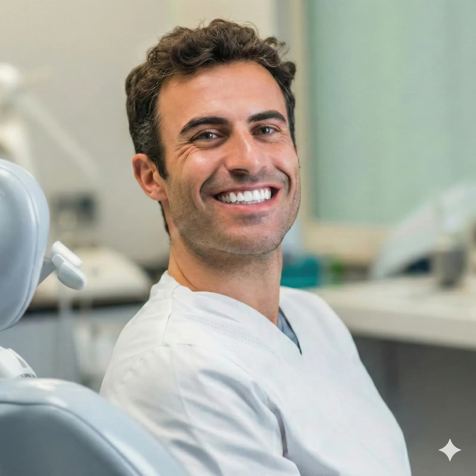 Man with a bright, white smile after teeth whitening